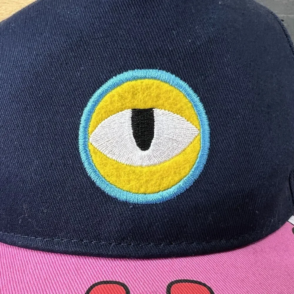 Miniso Life Japan Monster Eye Baseball Hat Pink Brim Mouth Teeth Snapback Hat